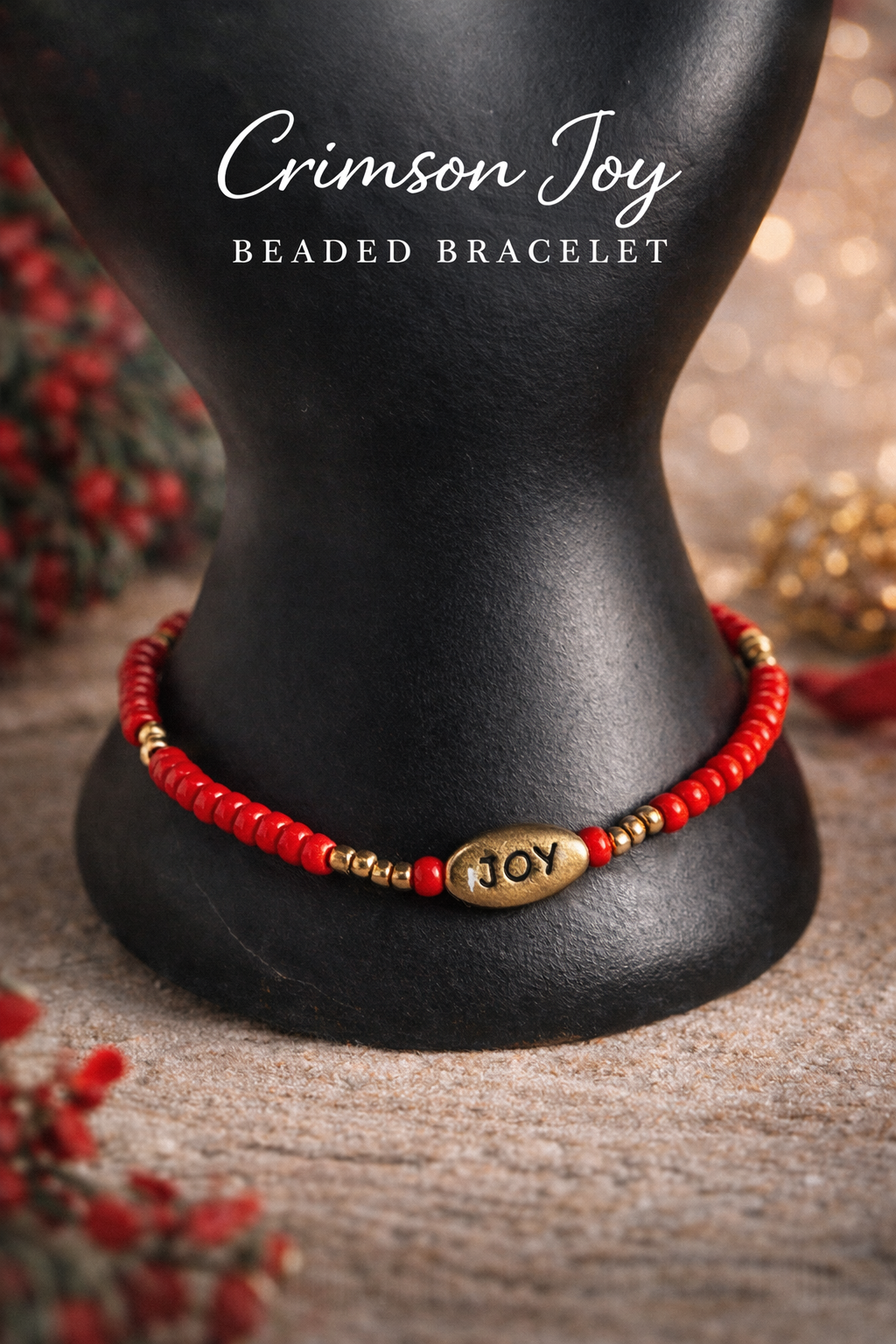 Crimson Joy Beaded Bracelet
