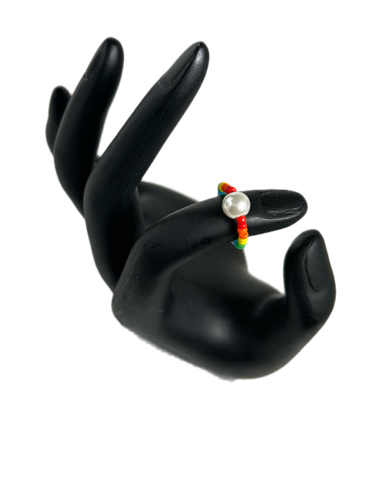 Rainbow Pearl Beaded Ring