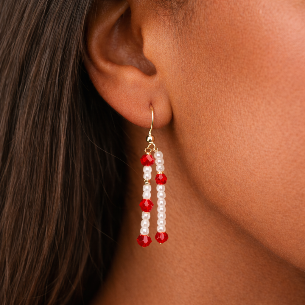 Whispers of Love Drop Earrings – Crimson