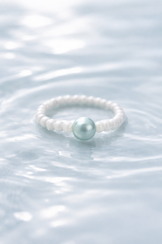 Sea Mist Pearl Beaded Ring
