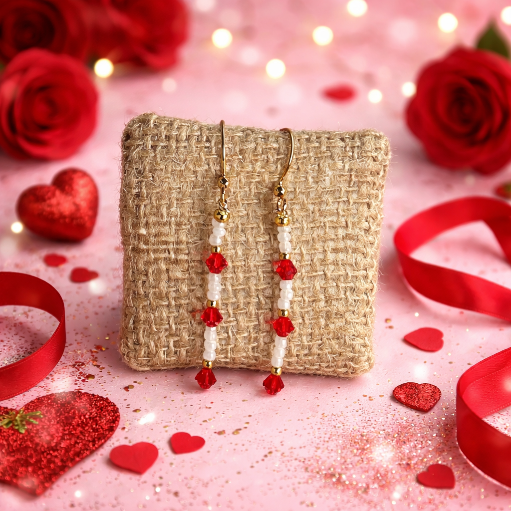 Whispers of Love Drop Earrings – Crimson
